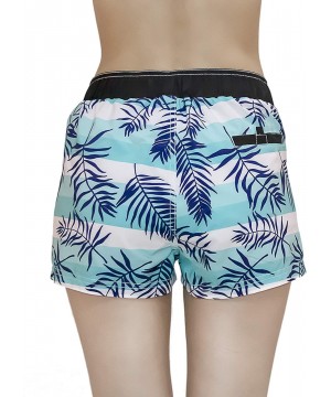 Women Board Shorts Swimwear Trunks Sports Quick Dry Swim Bottom with Inner Liner - Blue Green - CH18U3I9REU $15.56-Tankinis