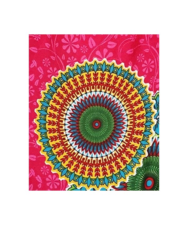 Mandala Sarong Wraps from Bali Beach Cover Up - Flower Fuschia Circles - C012OE1DT2K $11.35-Cover-Ups