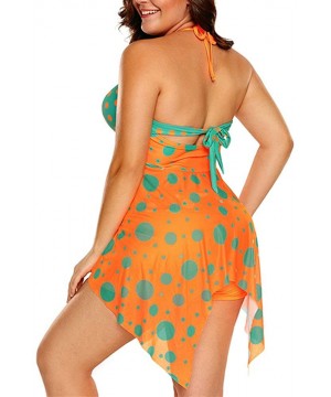 Women Tribal Print Flowy Tankini Top Swimsuit with Bikini Bottom - Orange Blue - CK18GHG64XY $27.95-Sets