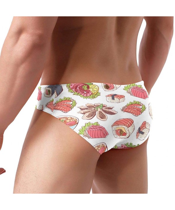 Mens Grape Fruit Pattern Swimwear Sexy Bikini Swim Briefs Low Rise Swimsuits Drawstring Trunks - Cuisine Dishes Pattern - CM1...