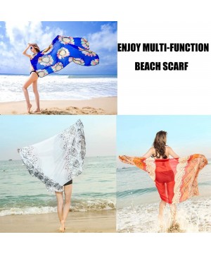 Women Summer Chiffon Sarongs Beach Swimsuit Bikini Cover Up Shawl Wrap - Merry Christmas Happy - CA196S06UX6 $20.01-Cover-Ups