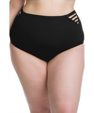 Women's Plus Size Making The Cut Vintage High Waist Bikini Bottom - Black - CO1868UCOM7 $32.56-Bottoms