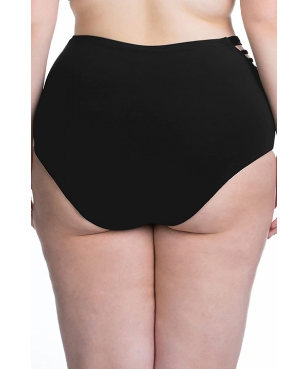 Women's Plus Size Making The Cut Vintage High Waist Bikini Bottom - Black - CO1868UCOM7 $32.56-Bottoms