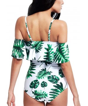 One Piece Swimsuit for Women-Vintage Floral Ruffled Off Shoulder Bathing Suit - White - CV180HQ3XG6 $23.02-One-Pieces