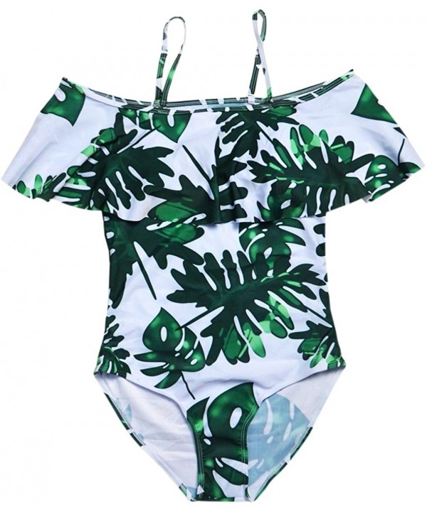 One Piece Swimsuit for Women-Vintage Floral Ruffled Off Shoulder Bathing Suit - White - CV180HQ3XG6 $23.02-One-Pieces