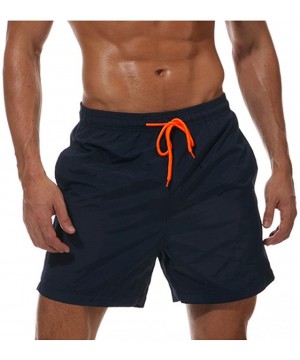 Men's Quick Dry Swim Trunks Bathing Suit Beach Shorts with Mesh Lining - Navy - CB1800O8R9R $14.08-Trunks