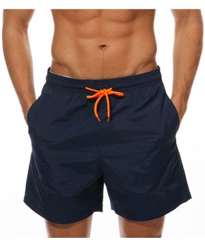 Men's Quick Dry Swim Trunks Bathing Suit Beach Shorts with Mesh Lining - Navy - CB1800O8R9R $14.08-Trunks