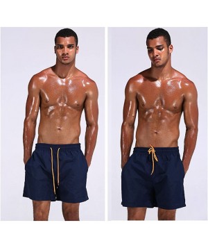 Men's Quick Dry Swim Trunks Bathing Suit Beach Shorts with Mesh Lining - Navy - CB1800O8R9R $14.08-Trunks