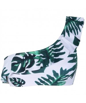 Women's Bikini Tops One Shoulder Swimsuits Ruffle Bathing Suit Top - Green Leaf - CZ192U9HIWW $16.79-Tops