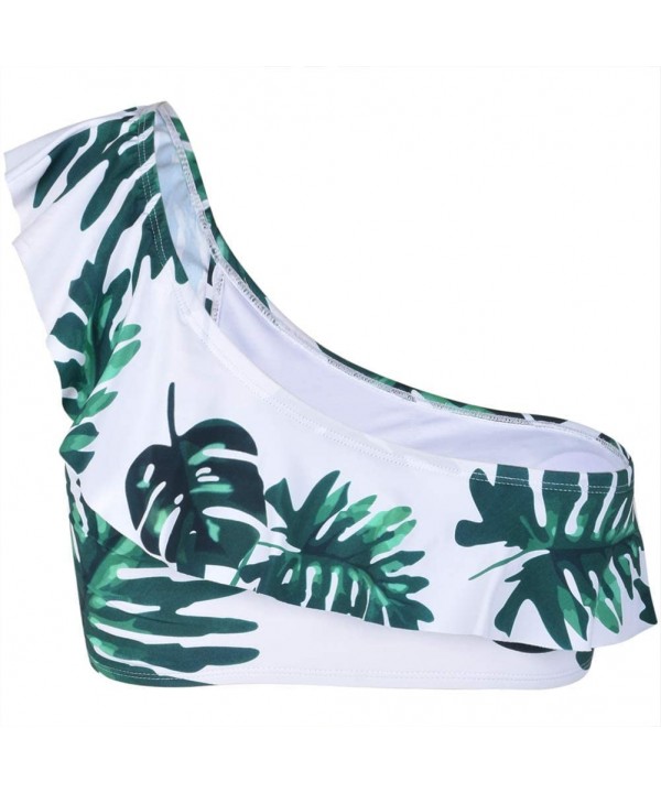 Women's Bikini Tops One Shoulder Swimsuits Ruffle Bathing Suit Top - Green Leaf - CZ192U9HIWW $16.79-Tops