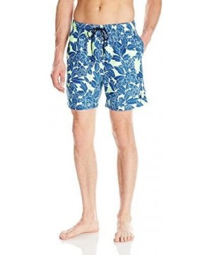 Men's Quick Dry Floral Print Swim Trunk - Patina Green - C612N85K8XE $25.47-Trunks