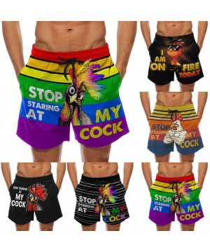 Men Drawstring Cock Print Beer Festival Beach Trouser Pants Printed Beach Work Casual Shorts - C-multi - C819DHOT9AG $12.54-B...