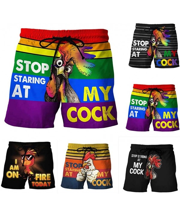 Men Drawstring Cock Print Beer Festival Beach Trouser Pants Printed Beach Work Casual Shorts - C-multi - C819DHOT9AG $12.54-B...