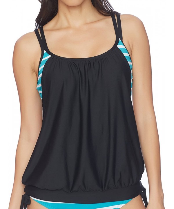 Synchrony Double Up Tankini Top - Teal - C9183GM3H53 $23.95-Tankinis