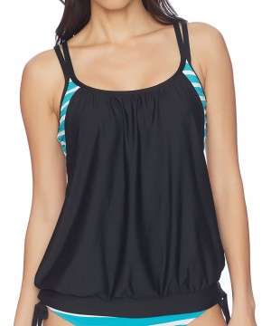 Synchrony Double Up Tankini Top - Teal - C9183GM3H53 $23.95-Tankinis