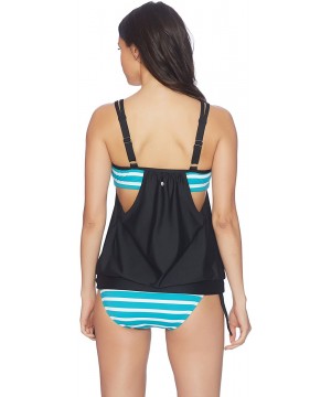 Synchrony Double Up Tankini Top - Teal - C9183GM3H53 $23.95-Tankinis