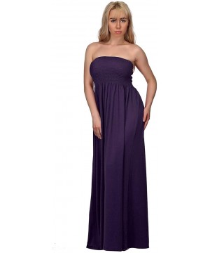 Women's Strapless Maxi Dress Plus Size Tube Top Long Skirt Sundress Cover Up - Purple - C51863LQ04C $19.05-Cover-Ups