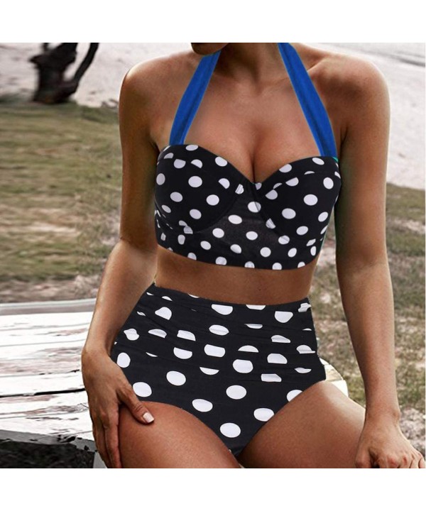 Women's High Waist Bikini Swimwear Women's Vintage Print Beachwear Bikini Set Swimwear - C7-black - CR196LWDEER $14.59-Board ...