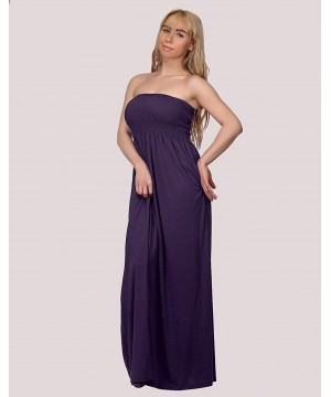 Women's Strapless Maxi Dress Plus Size Tube Top Long Skirt Sundress Cover Up - Purple - C51863LQ04C $19.05-Cover-Ups