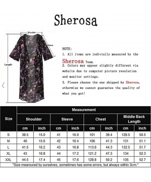 Women's Floral Chiffon Kimono Cardigan Blouse High Low Cover Up - Black - CS12NZ87GKR $20.48-Cover-Ups