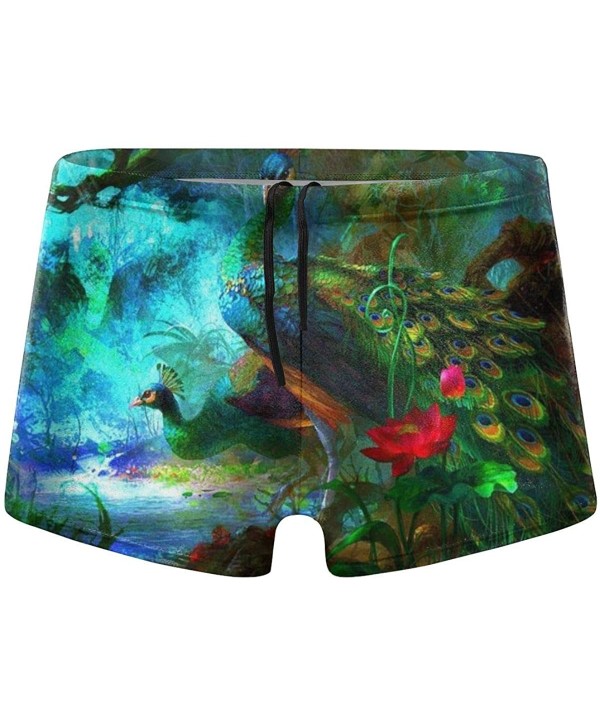 Men's Swimwear Swim Trunks Mushroom Boxer Brief Quick Dry Swimsuits Board Shorts - Peacocks Forest - CC19DYSTD6E $20.17-Briefs