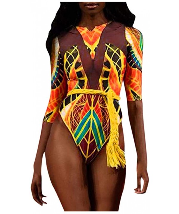 2020 Womens Summer Swimsuits African Totem Dashiki Printed Ethnic Swimwear Push Up Padded Novelty Beachwear 094 Gold - CY1967...