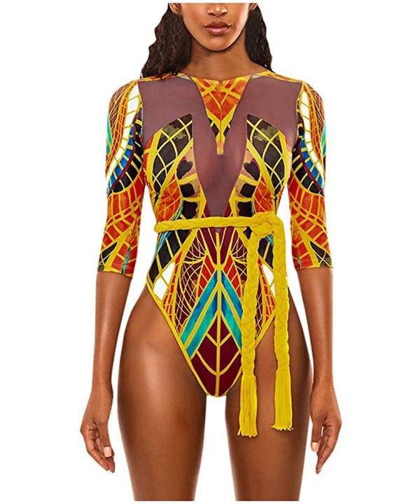 2020 Womens Summer Swimsuits African Totem Dashiki Printed Ethnic Swimwear Push Up Padded Novelty Beachwear 094 Gold - CY1967...