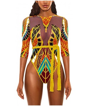 2020 Womens Summer Swimsuits African Totem Dashiki Printed Ethnic Swimwear Push Up Padded Novelty Beachwear 094 Gold - CY1967...