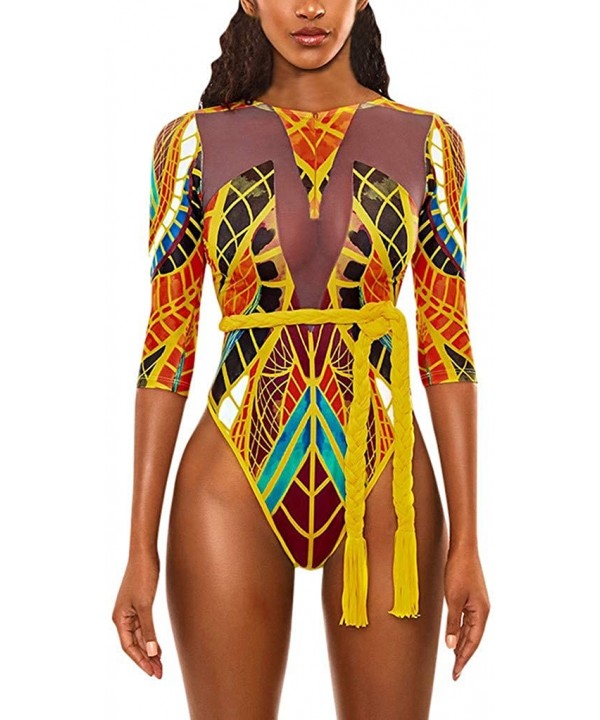 2020 Womens Summer Swimsuits African Totem Dashiki Printed Ethnic Swimwear Push Up Padded Novelty Beachwear 094 Gold - CY1967...