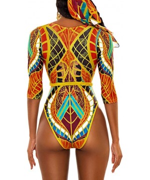 2020 Womens Summer Swimsuits African Totem Dashiki Printed Ethnic Swimwear Push Up Padded Novelty Beachwear 094 Gold - CY1967...