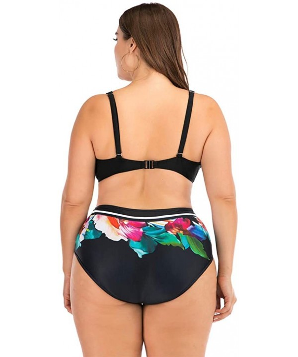 Plus Size Womens High-Waisted Bikini Set Two Pieces Beach Swimwear Bathing Suit Swimsuits - 012 Multicolor - CQ194DSIGC5 $17....