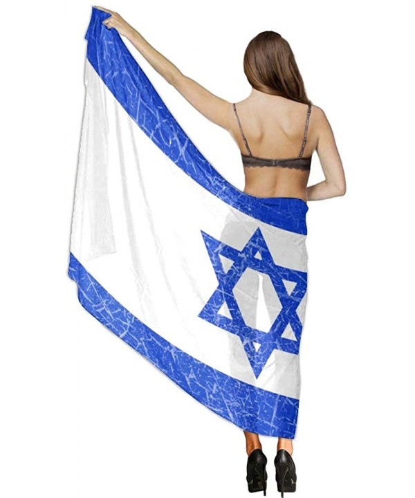 Women Chiffon Scarf Summer Beach Wrap Skirt Swimwear Bikini Cover-up - Vintage Retro Israel Flag - CP190HIQ4AO $19.08-Cover-Ups