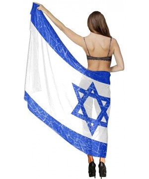 Women Chiffon Scarf Summer Beach Wrap Skirt Swimwear Bikini Cover-up - Vintage Retro Israel Flag - CP190HIQ4AO $19.08-Cover-Ups