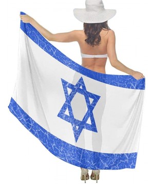 Women Chiffon Scarf Summer Beach Wrap Skirt Swimwear Bikini Cover-up - Vintage Retro Israel Flag - CP190HIQ4AO $19.08-Cover-Ups