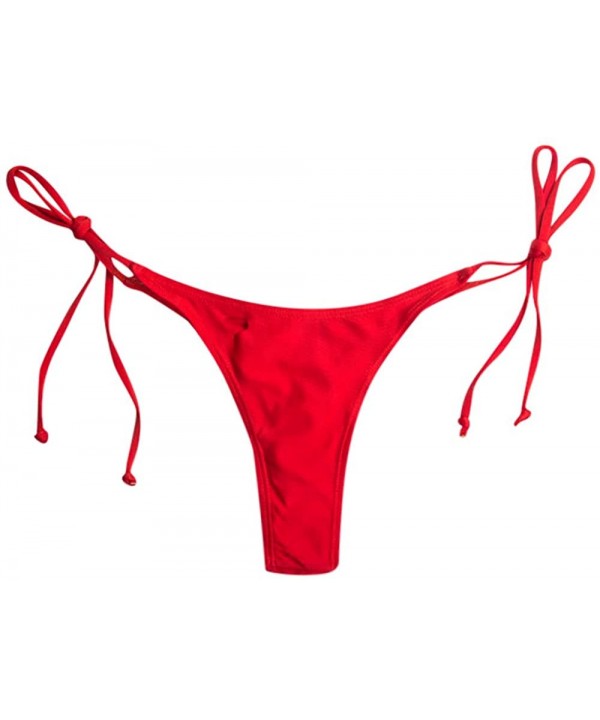 Women Brazilian Cut Bikini Bottom G-String Thong Bathing Beach Swimsuit Swimwear - Red - CS1945YRZIG $7.53-Bottoms