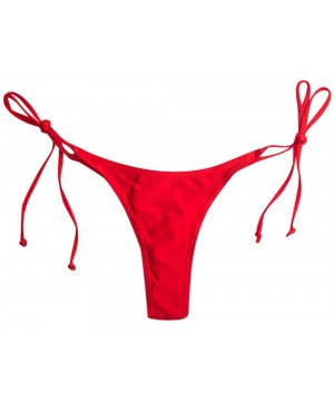 Women Brazilian Cut Bikini Bottom G-String Thong Bathing Beach Swimsuit Swimwear - Red - CS1945YRZIG $7.53-Bottoms