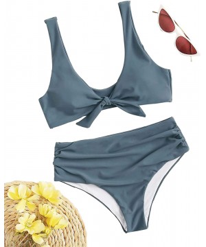 Women's Sexy Bikini Swimsuit Tie Knot Front Swimwear Set - Multi - CH19209HOCS $29.05-Sets