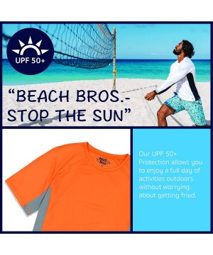 Men's UPF 50+ Swim Shirt - Long Sleeve Quick Dry Rashguard - Turq / Navy Color Block Panel - C81874YK9WU $13.49-Rash Guards