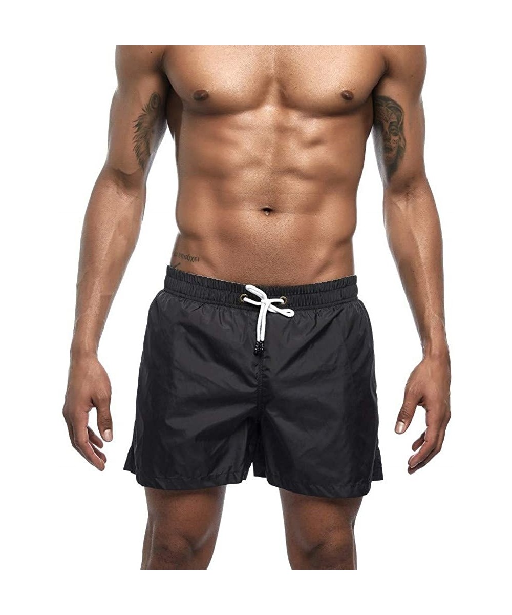 Men's Shorts Swim Trunks Quick Dry Beach Surfing Running Swimming Watershort - Black - C41999IHI5R $20.69-Trunks