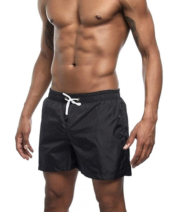 Men's Shorts Swim Trunks Quick Dry Beach Surfing Running Swimming Watershort - Black - C41999IHI5R $20.69-Trunks