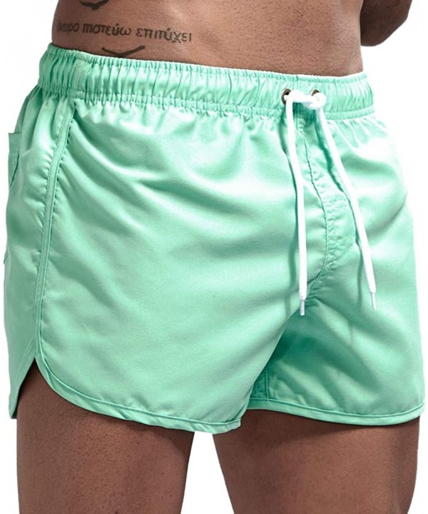 Men's Beach Board Shorts Swimwear Swimsuits Swim Surfing Boxer Trunks Trousers and Beach Surfing Shorts - Mint Green - C618W3...