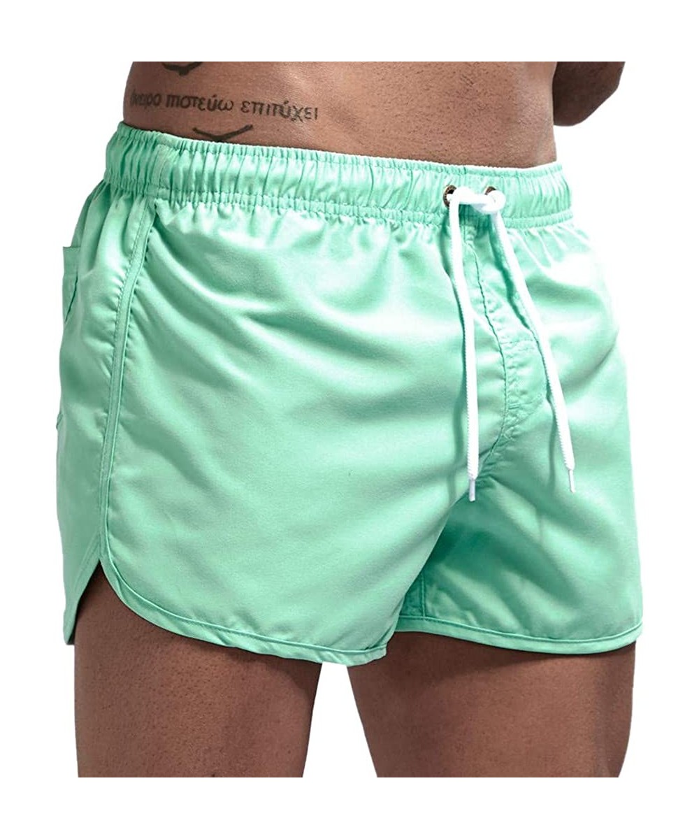 Men's Beach Board Shorts Swimwear Swimsuits Swim Surfing Boxer Trunks Trousers and Beach Surfing Shorts - Mint Green - C618W3...