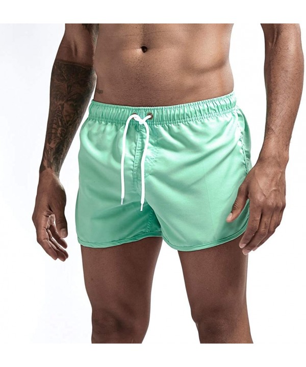 Men's Beach Board Shorts Swimwear Swimsuits Swim Surfing Boxer Trunks Trousers and Beach Surfing Shorts - Mint Green - C618W3...