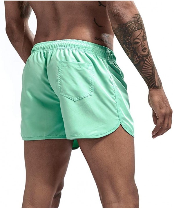 Men's Beach Board Shorts Swimwear Swimsuits Swim Surfing Boxer Trunks Trousers and Beach Surfing Shorts - Mint Green - C618W3...