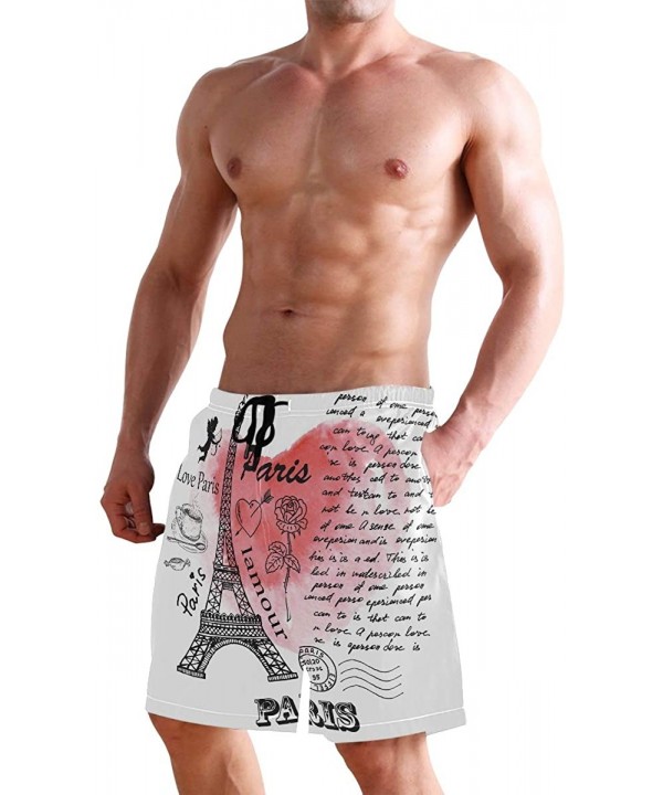 Mens Surfing Shorts Ice Hockey Player Skeleton Swim Trunks Shorts - I Love Paris Eiffel Tower - C7192OMQKXX $24.25-Board Shorts