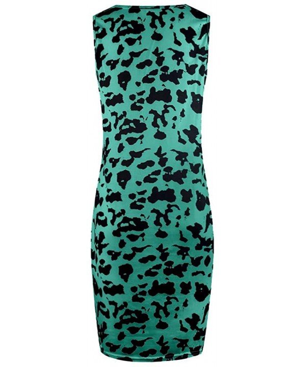 Women Dresses Women's Vintage Flower Leopard Print Summer Sleeveless Beach Short Dress T Shirt Mini Tank Dress 01 Green - CS1...