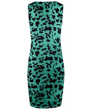 Women Dresses Women's Vintage Flower Leopard Print Summer Sleeveless Beach Short Dress T Shirt Mini Tank Dress 01 Green - CS1...