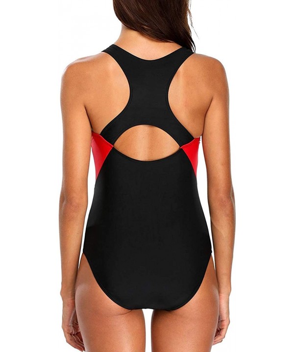 Women's One Piece Swimsuits Athletic Swimsuit Training Bathing Suit - Red - CP18DUM0ZOX $30.43-Racing