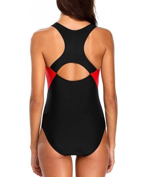 Women's One Piece Swimsuits Athletic Swimsuit Training Bathing Suit - Red - CP18DUM0ZOX $30.43-Racing