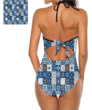 High Cut Bikini Set Swimsuit Diagonal Checks Pattern Adjustable to Fit Anyone - Multi 03 - CZ19C25YHNN $42.57-Tops